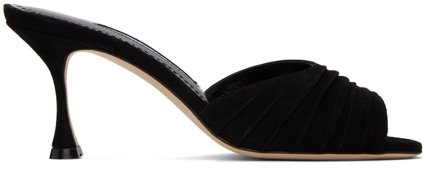 Tilbehør Manolo Blahnik Manolo Blahnik Pirua Suede Heeled Mules Sort | 423-1671