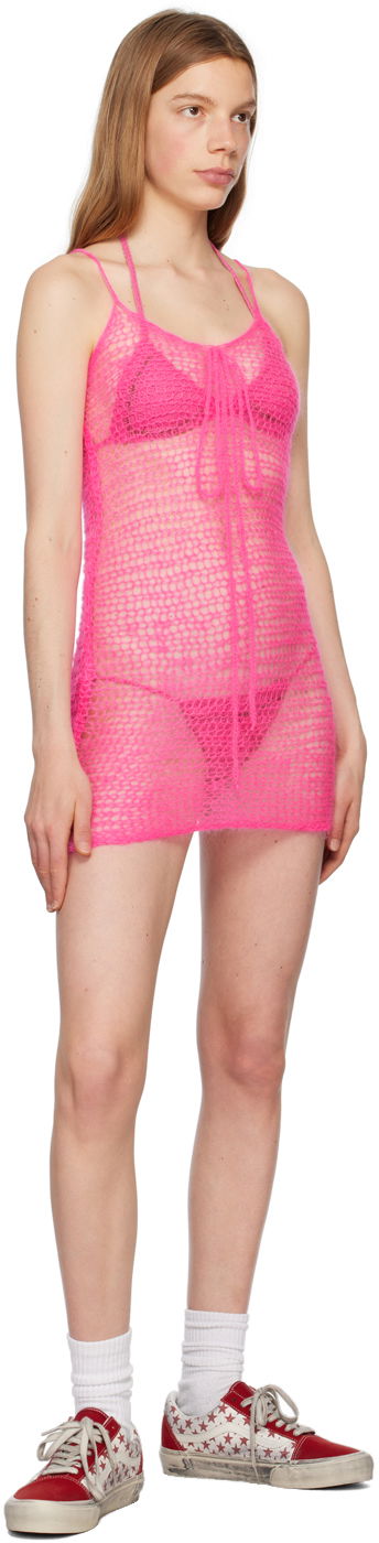 Kjole ERL Open Knit Bow Minidress Lyserød | ERL06O104, 3