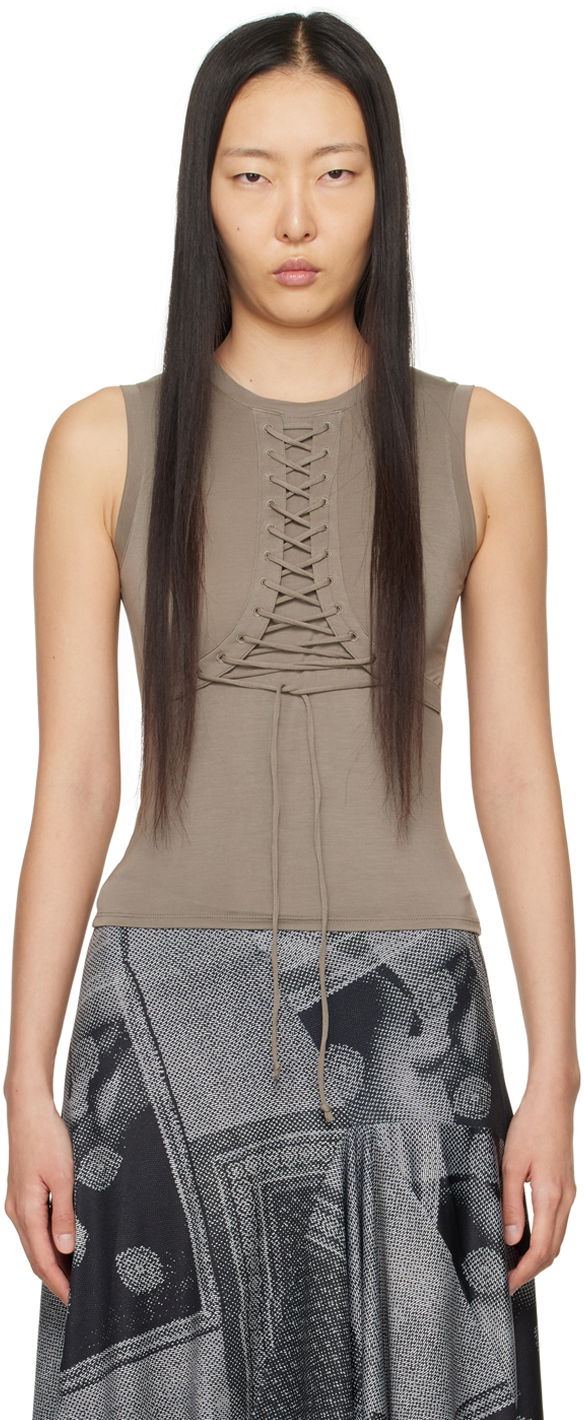 Tanktop Miaou Miaou Zora Lace-Up Tank Top Brun | 7127TJBFOX