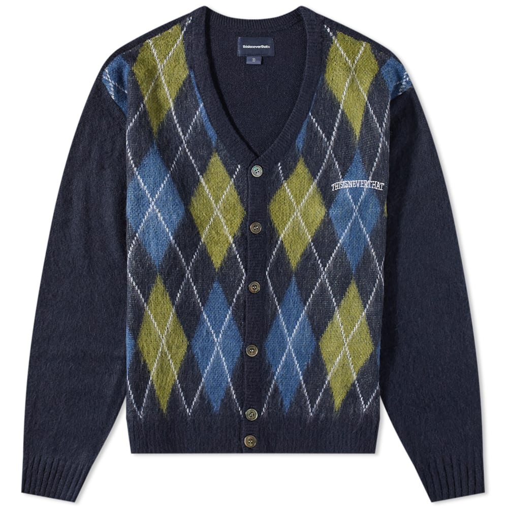 Sweater thisisneverthat Argyle Cardigan Mørkeblå | TN223KKNCK01-NV, 0