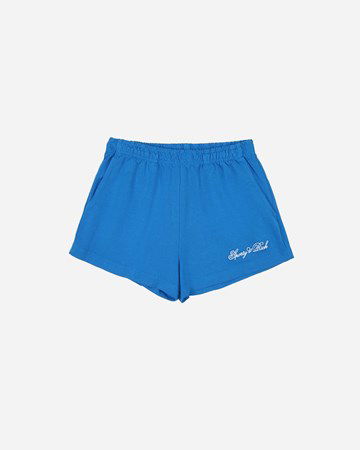 Shorts Sporty & Rich Cursive Logo Embroidered Disco Short Blå | SH853RB, 0