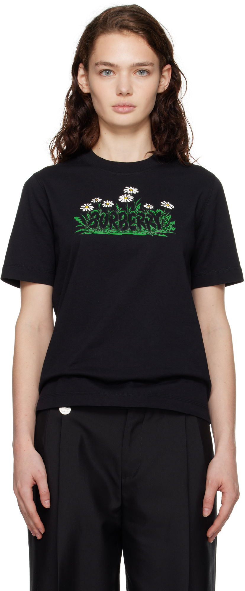 T-shirt Burberry Daisy Logo Cotton T-Shirt Sort | 8102403