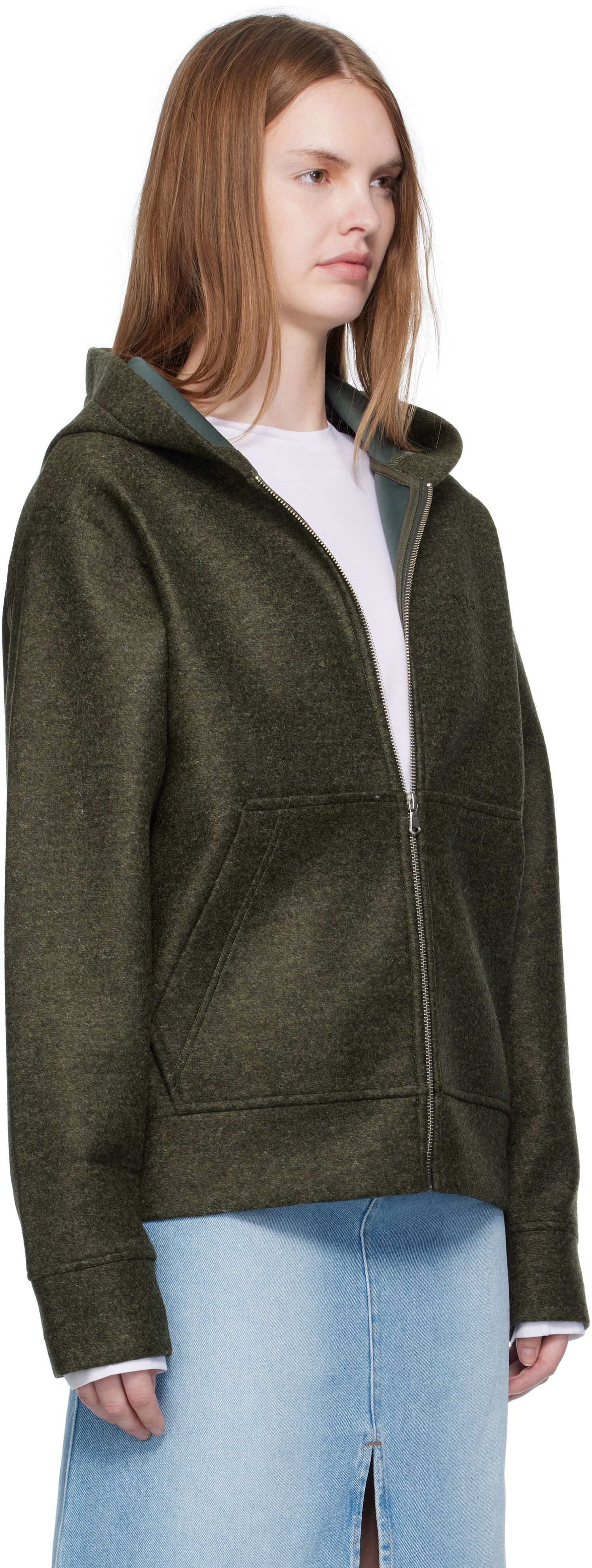 Sweatshirt A.P.C. A.P.C. Alvin Wool Zip-Up Hoodie Grøn | PSAFU-M27993, 1