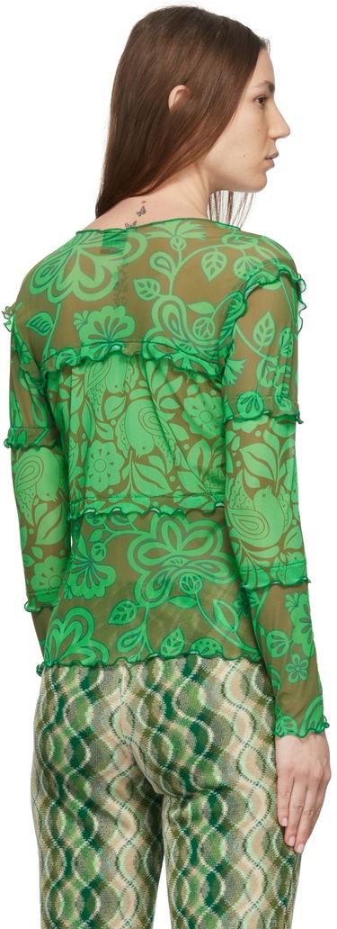 T-shirt Anna Sui Anna Sui Paradisiac Combo Mesh Top Grøn | 222D21, 2