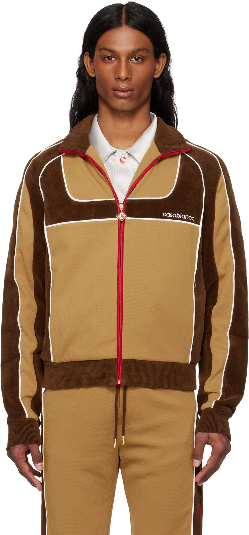 Træningsdragt Casablanca Casablanca Chenille Panelled Track Jacket Brun | MS25-JTP-342-01