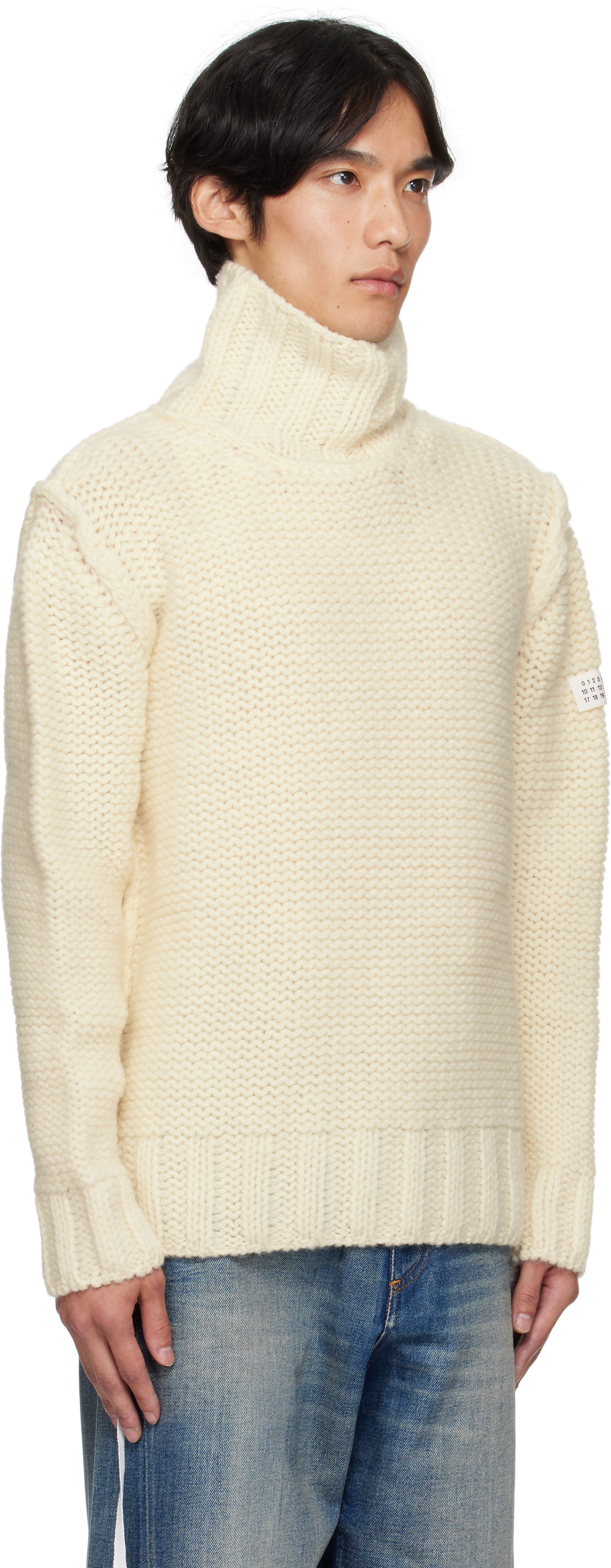 Sweater Maison Margiela MM6 Maison Margiela Chunky Wool Turtleneck Sweater Hvid | SH2HA0008 M13166, 1