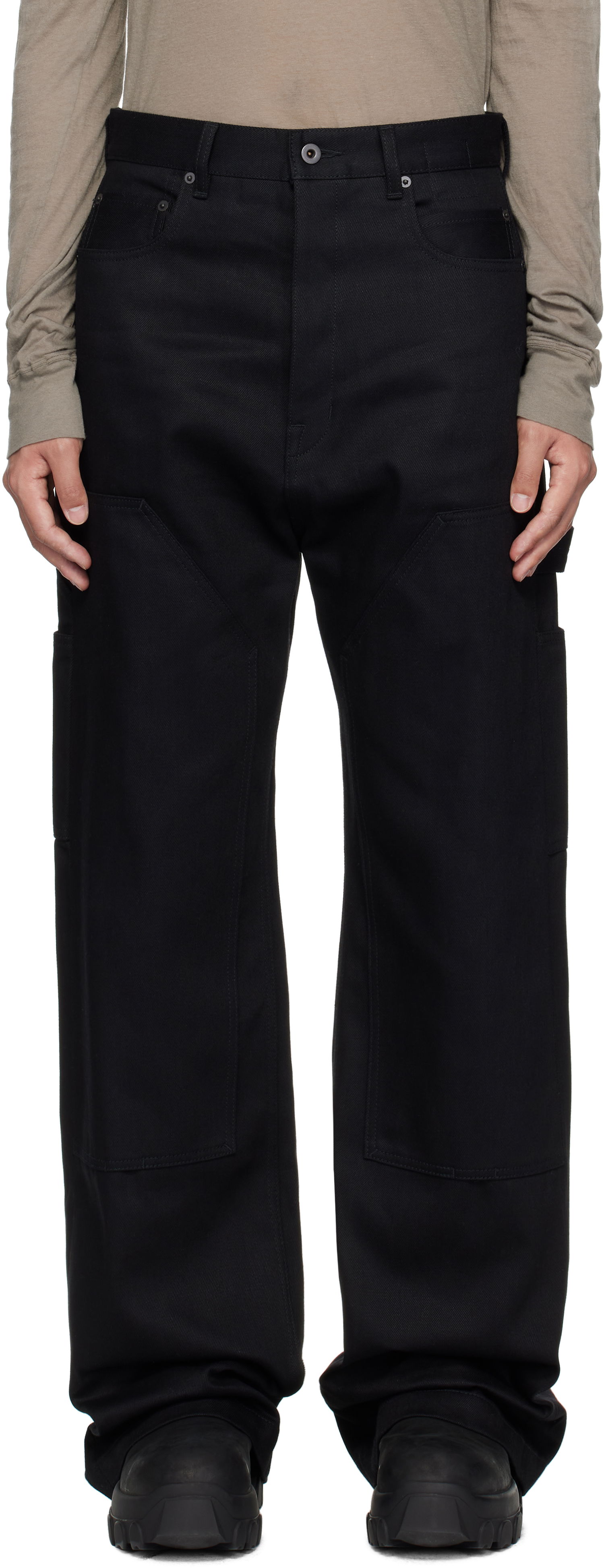 Jeans Rick Owens Rick Owens DRKSHDW Hollywood Double Knee Geth Cut Jeans Sort | DL01E6387 BLKJP, 0