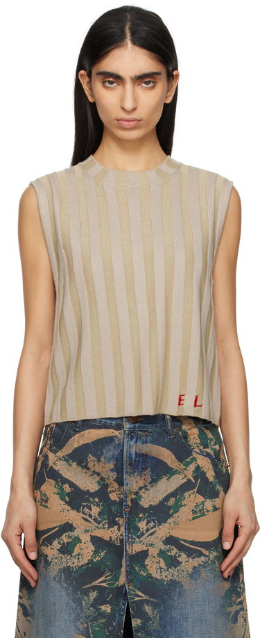 Tanktop Eckhaus Latta Eckhaus Latta Keyboard Sleeveless Knit Top Beige | 8025-EL-PS25-DU -, 0