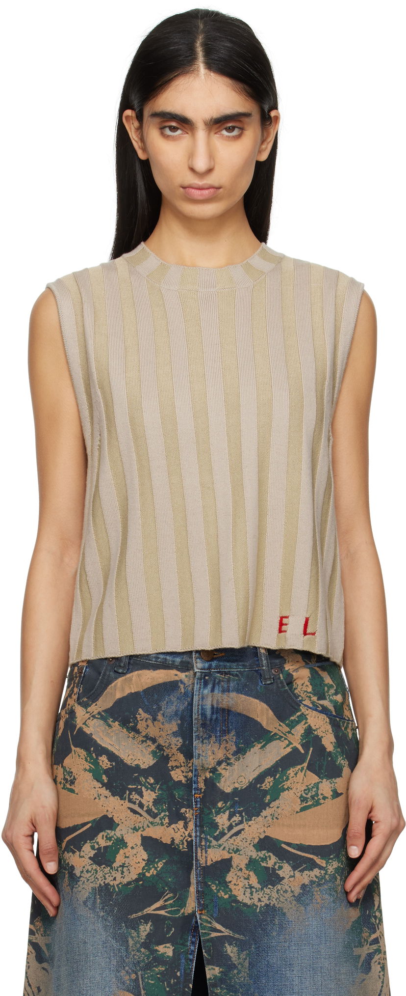 Tanktop Eckhaus Latta Eckhaus Latta Keyboard Sleeveless Knit Top Beige | 8025-EL-PS25-DU -