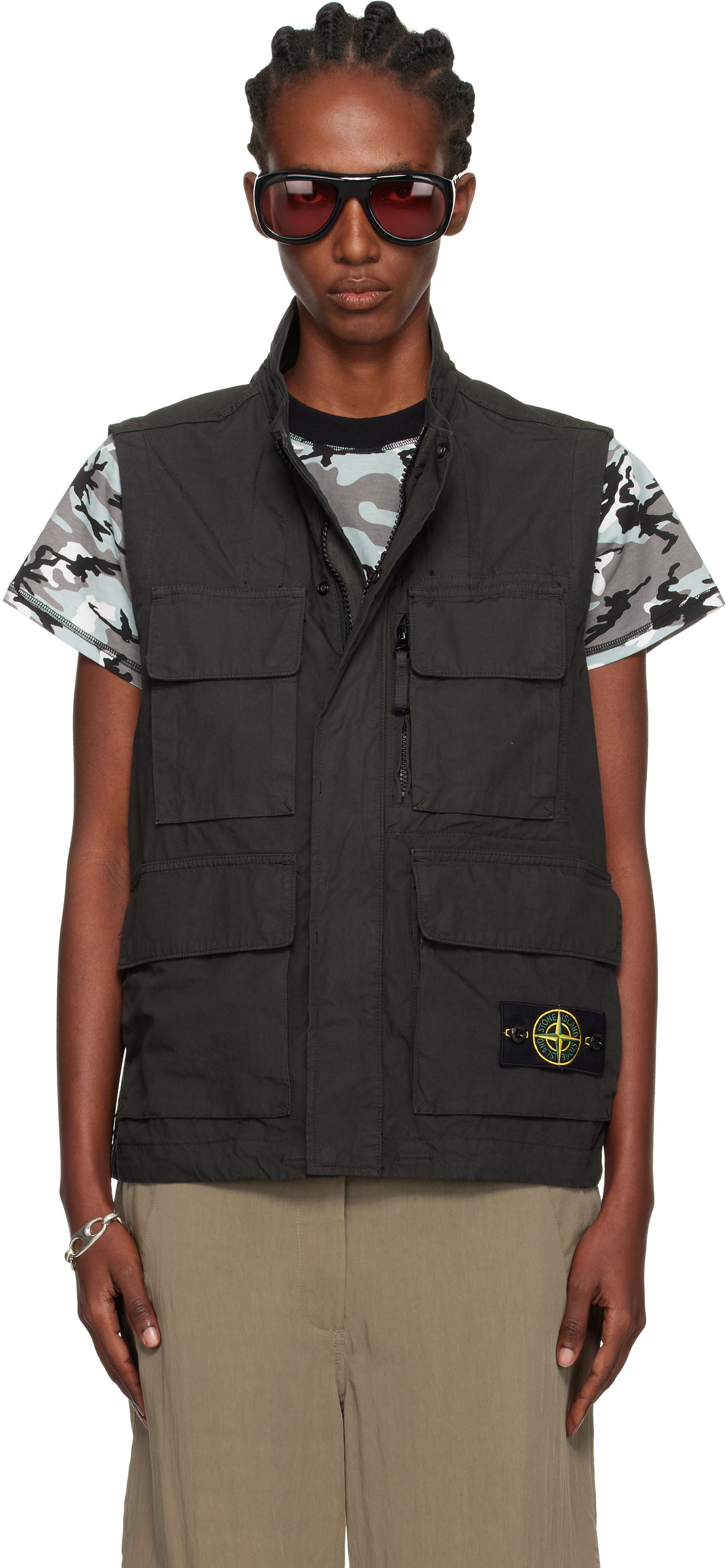 Vest Stone Island Stone Island Canvas Weave Organic Cotton Vest Sort | K2S15 G100001 S0240, 0