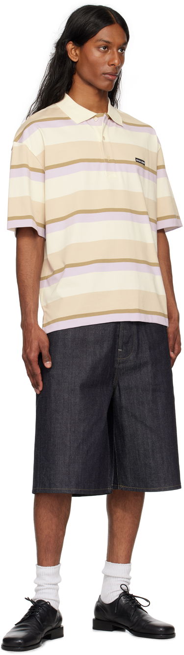 Polo skjorte MAISON KITSUNÉ Maison Kitsuné Striped Oversize Polo Beige | OM00206KJ7019, 3