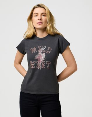 T-shirt Wrangler Wild West Graphic Slim Shrunken T-Shirt XS Grå | 112370767:XS, 0