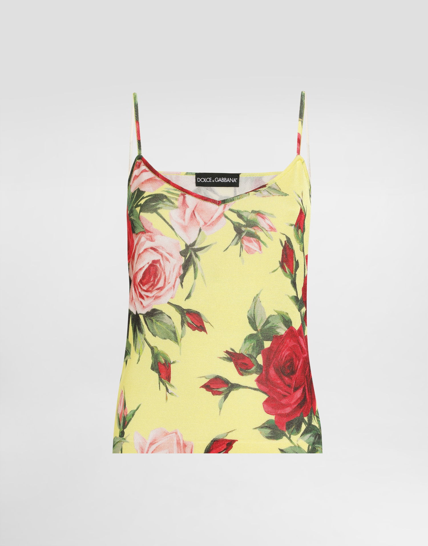 Tanktop Dolce & Gabbana Dolce & Gabbana Silk Knit Tank Top With Bouquet Print Gul | FXT40TJAHLCHG5JD, 0