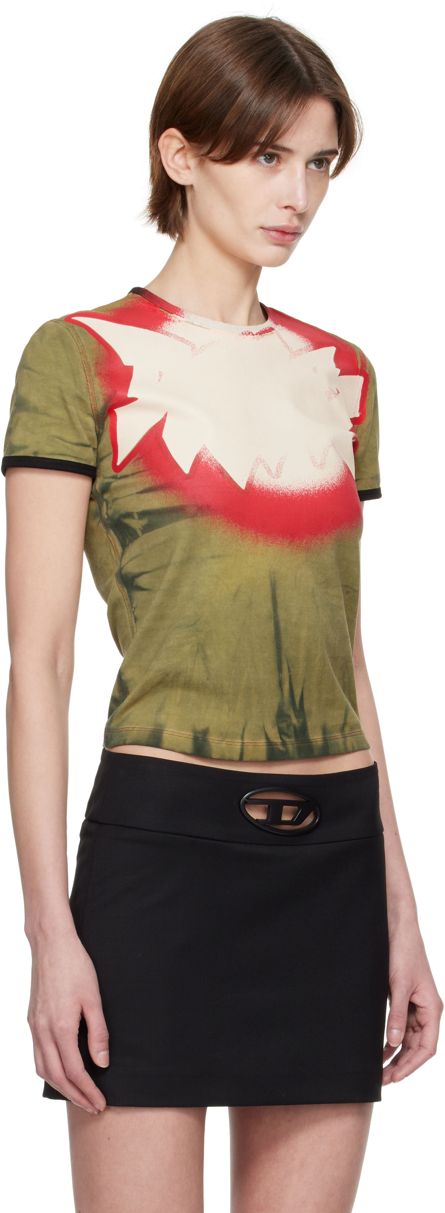 T-shirt Diesel Diesel T-Uncutie-Long-Q1 Tie-Dye T-Shirt Grøn | A16772 0HQAS, 1