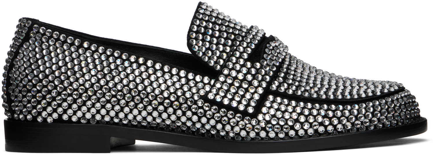 Tilbehør Amina Muaddi Amina Muaddi Tilda Crystal Loafers Sort | TILDA CRYSTAL LOAFER SUEDE, 0