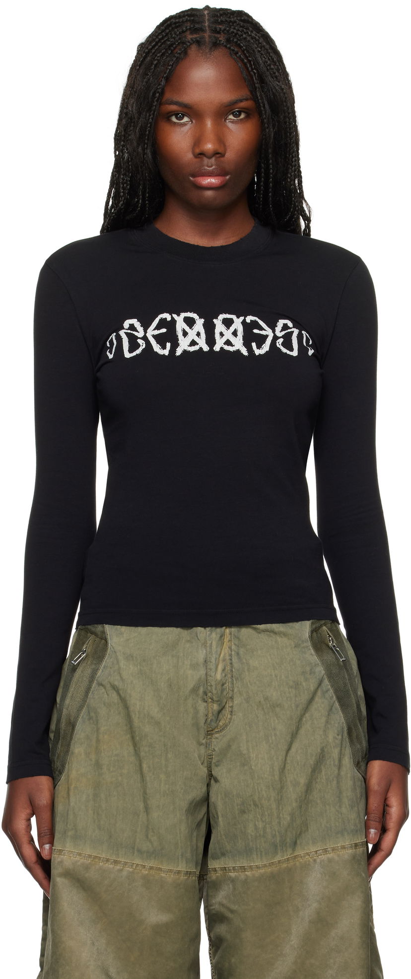 T-shirt 032C Fitted Longsleeve T-shirt Sort | F24-WRC-0281-050