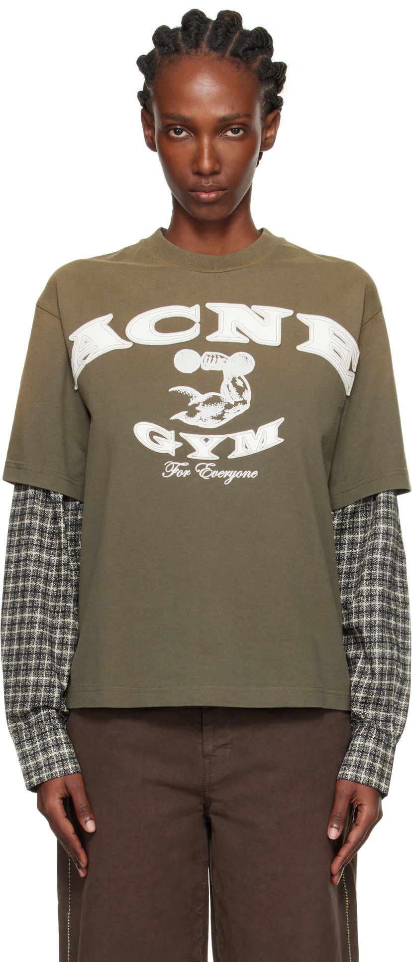 T-shirt Acne Studios Acne Studios Layered Logo T-Shirt Grøn | CL0394-