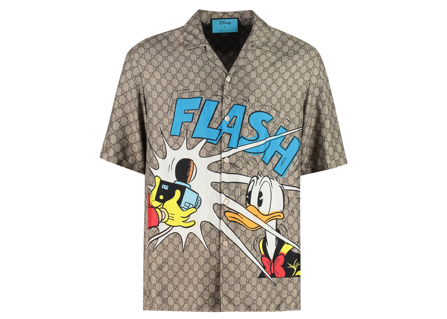 Skjorte Gucci Disney Donald Duck x Monogram Silk Shirt Beige | 646446ZAGCN2165, 0