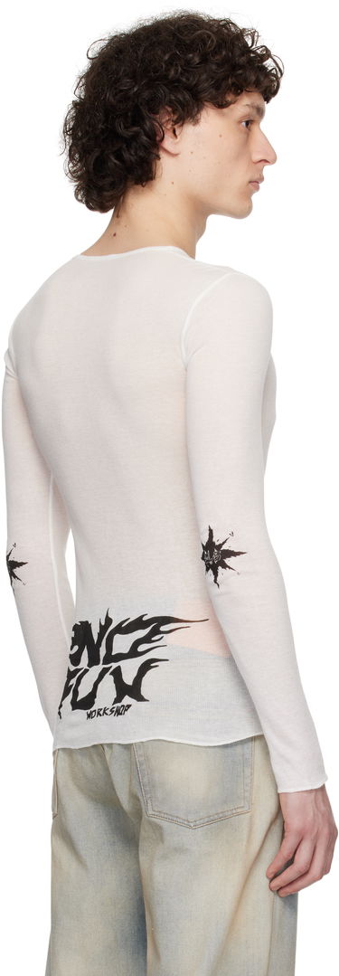 T-shirt 032C 032c 'Black Sun' Fine Rib Longsleeve T-Shirt Hvid | S25-URC-0281-100, 2