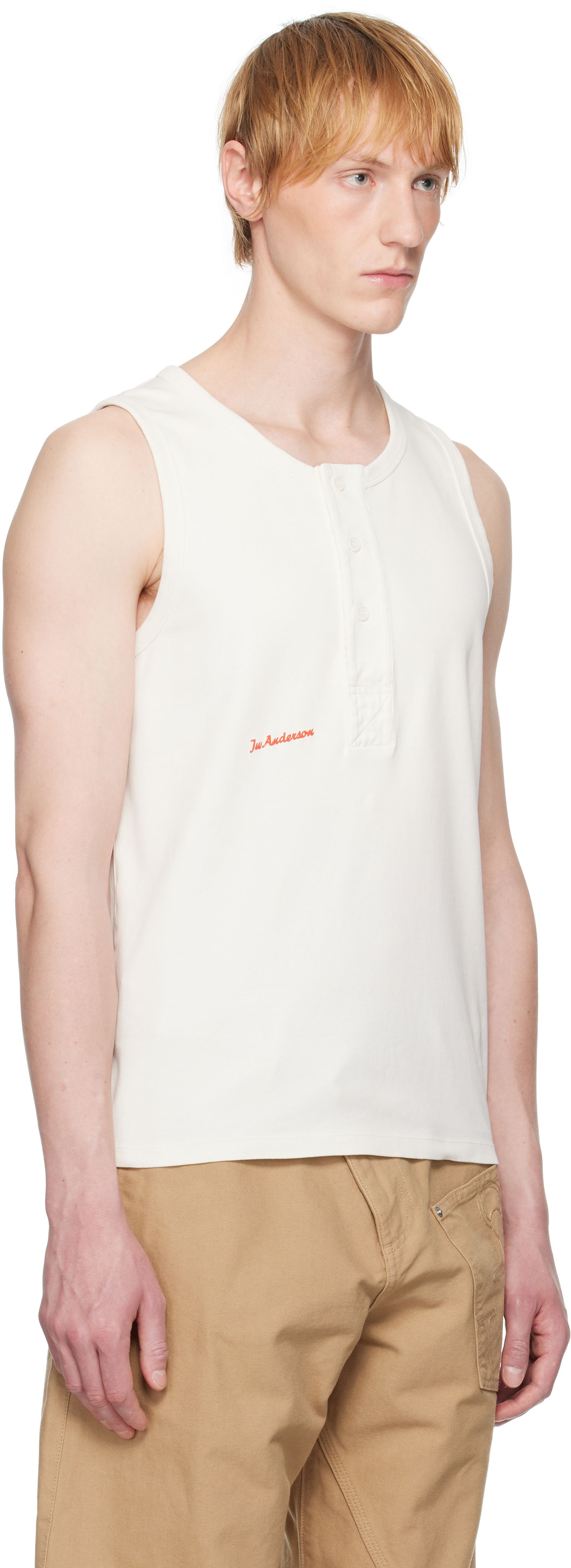 Tanktop JW Anderson JW Anderson Henley Woven Tank Top Hvid | JO0267-PG1810, 1