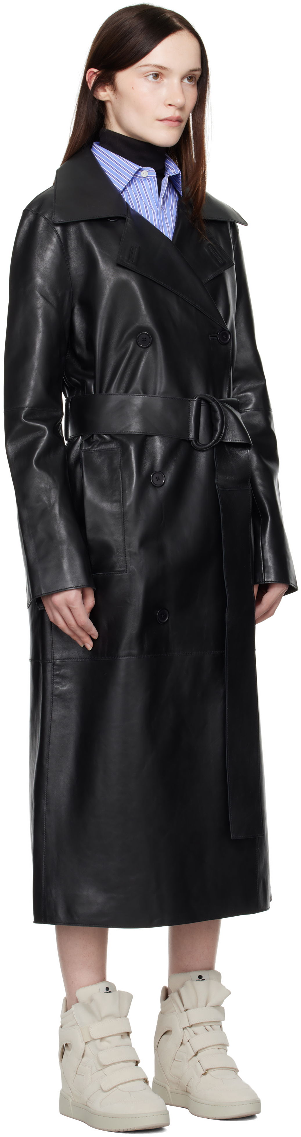 Trenchcoat STAND STUDIO Stand Studio Paris Leather Trench Coat Sort | 61538-7840, 1