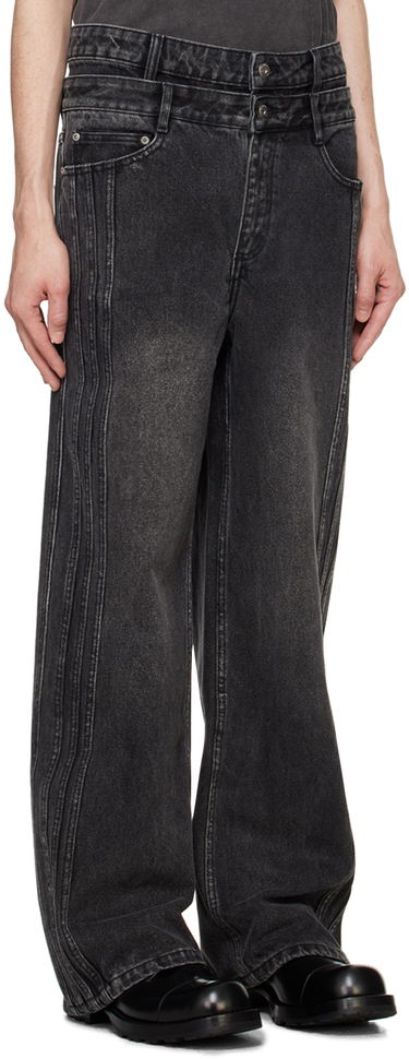 Jeans Feng Chen Wang Feng Chen Wang Double Waist Seaming Jeans Sort | FUF18TR10B, 1