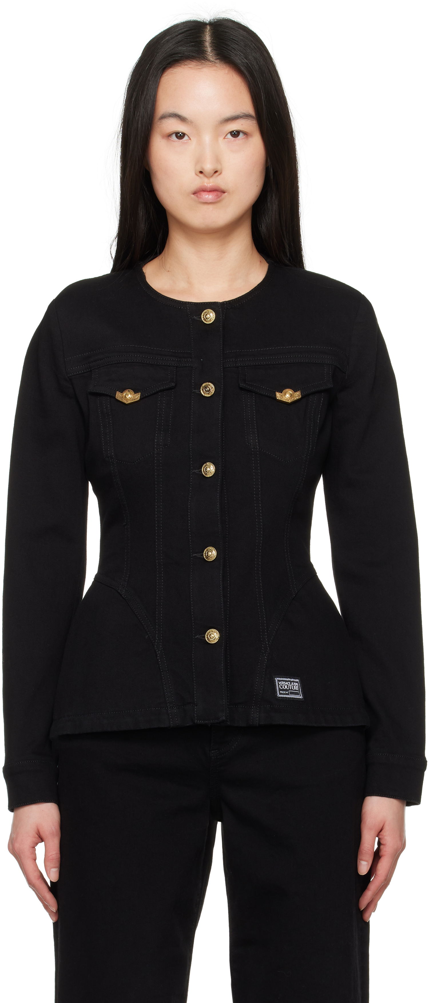 Jakke Versace Versace Jeans Couture Fitted Denim Jacket Sort | E78HAS457_EDW040L54, 0