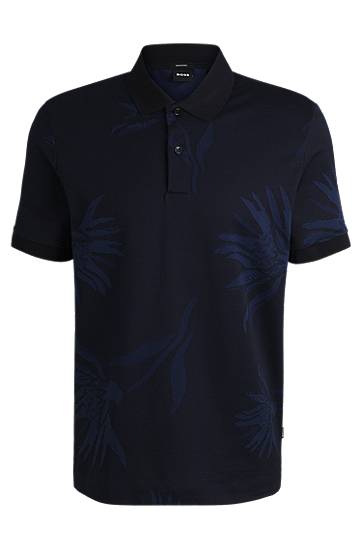 Polo skjorte BOSS Floral Jacquard Polo Shirt Mørkeblå | 50536756