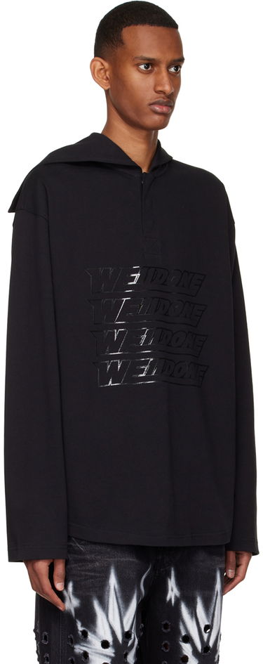 Sweatshirt We11done We11done Embossed-Logo Cotton Henley Sort | WD-TT1-22-554-U-BK, 1