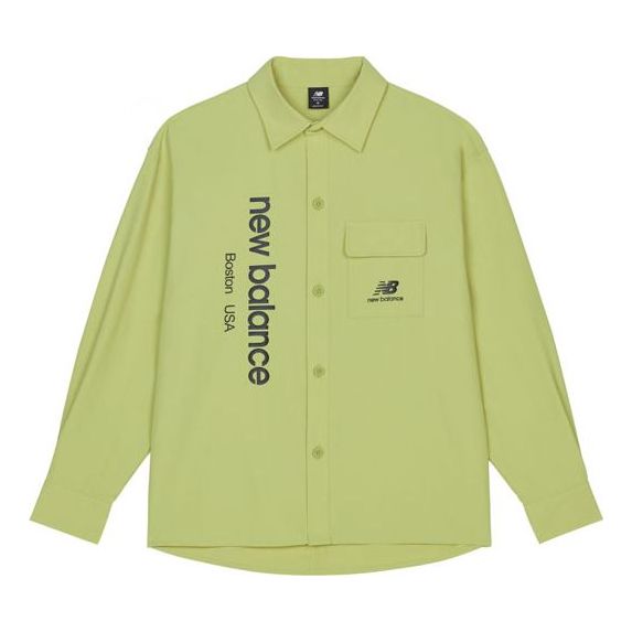 Skjorte New Balance Logo Woven Shirt Grøn | AMJ13367-CGN