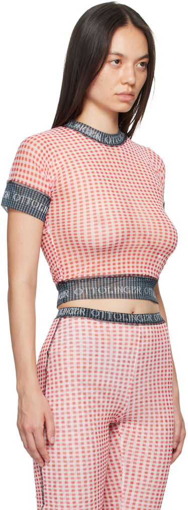Crop top Ottolinger Ottolinger Check Mesh T-Shirt Rød | 1010101821, 1