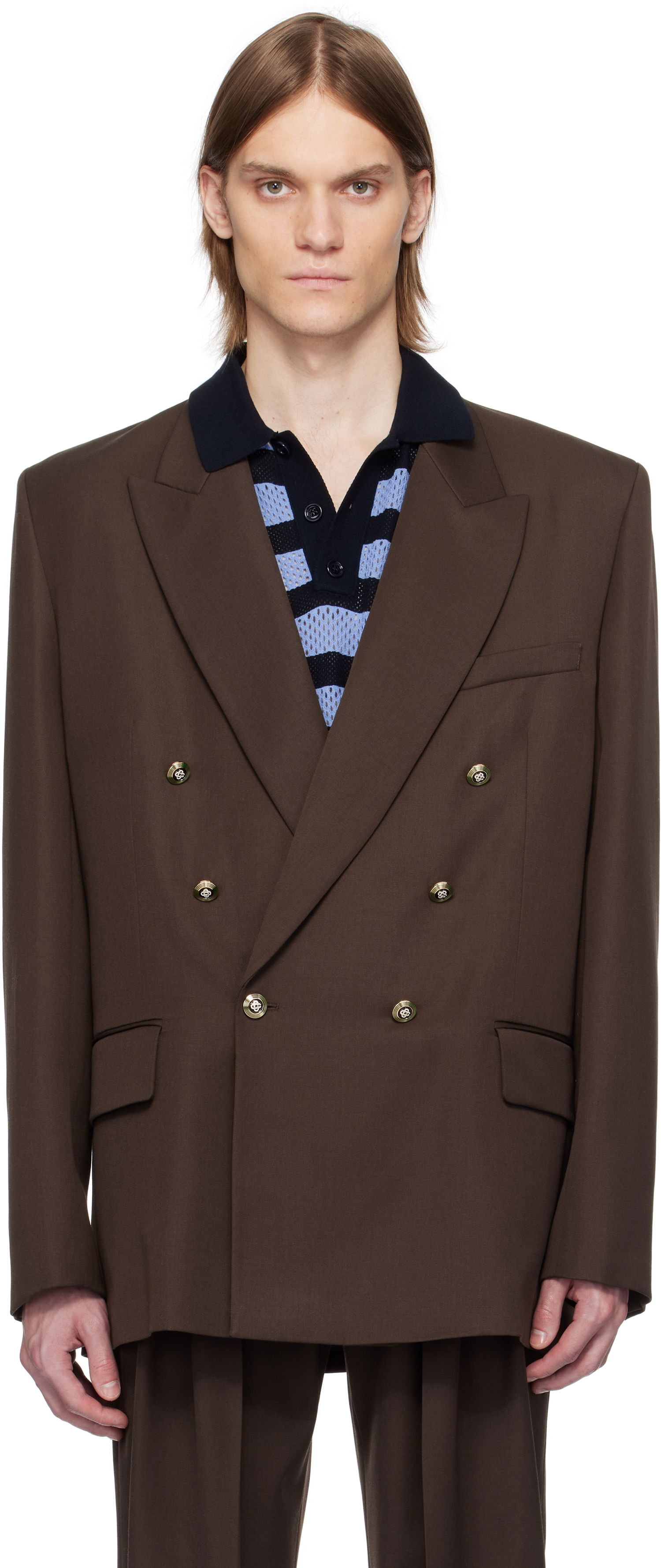Jakke Casablanca Casablanca Wool Double Breasted Blazer Brun | MS25-JK-363-01, 0