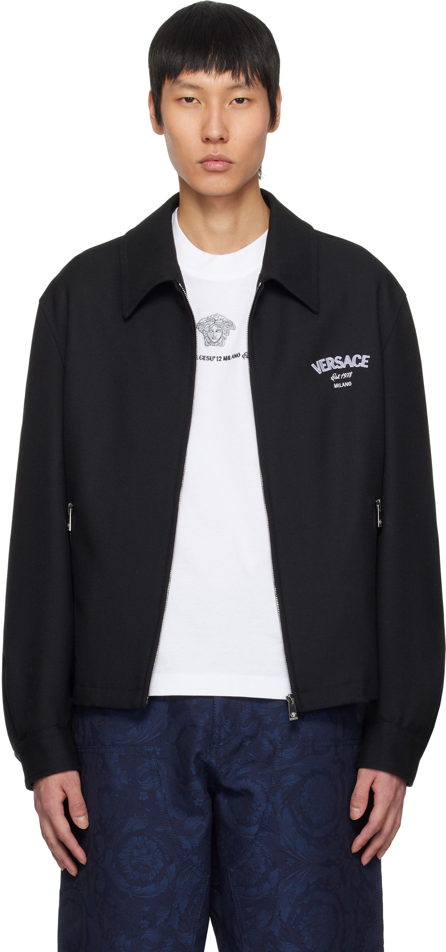 Bomberjakke Versace Versace Medusa Gallery Wool Blouson Jacket Sort | 1018846_1A13489, 0
