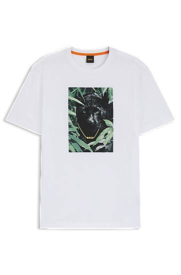 T-shirt BOSS T-Shirt with Panther Graphic Hvid | 50546362