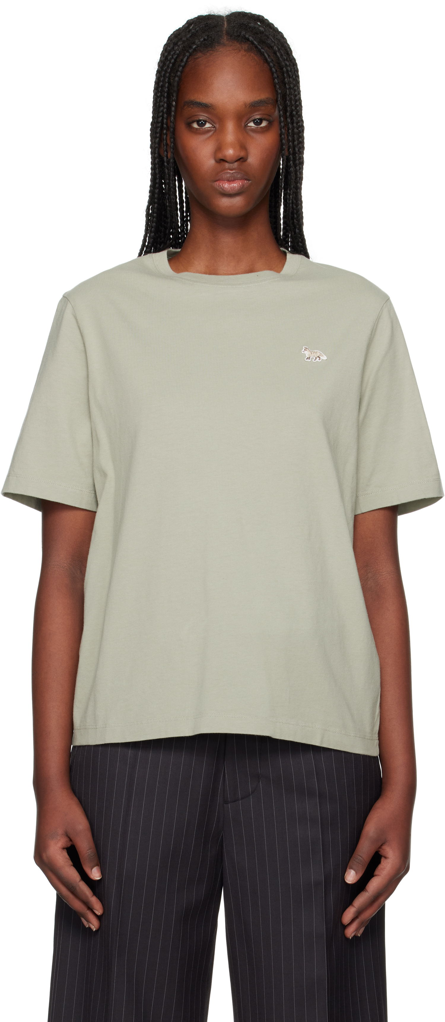 T-shirt MAISON KITSUNÉ Maison Kitsuné Baby Fox Patch Comfort T-Shirt Grøn | OW00107KJ0008, 0