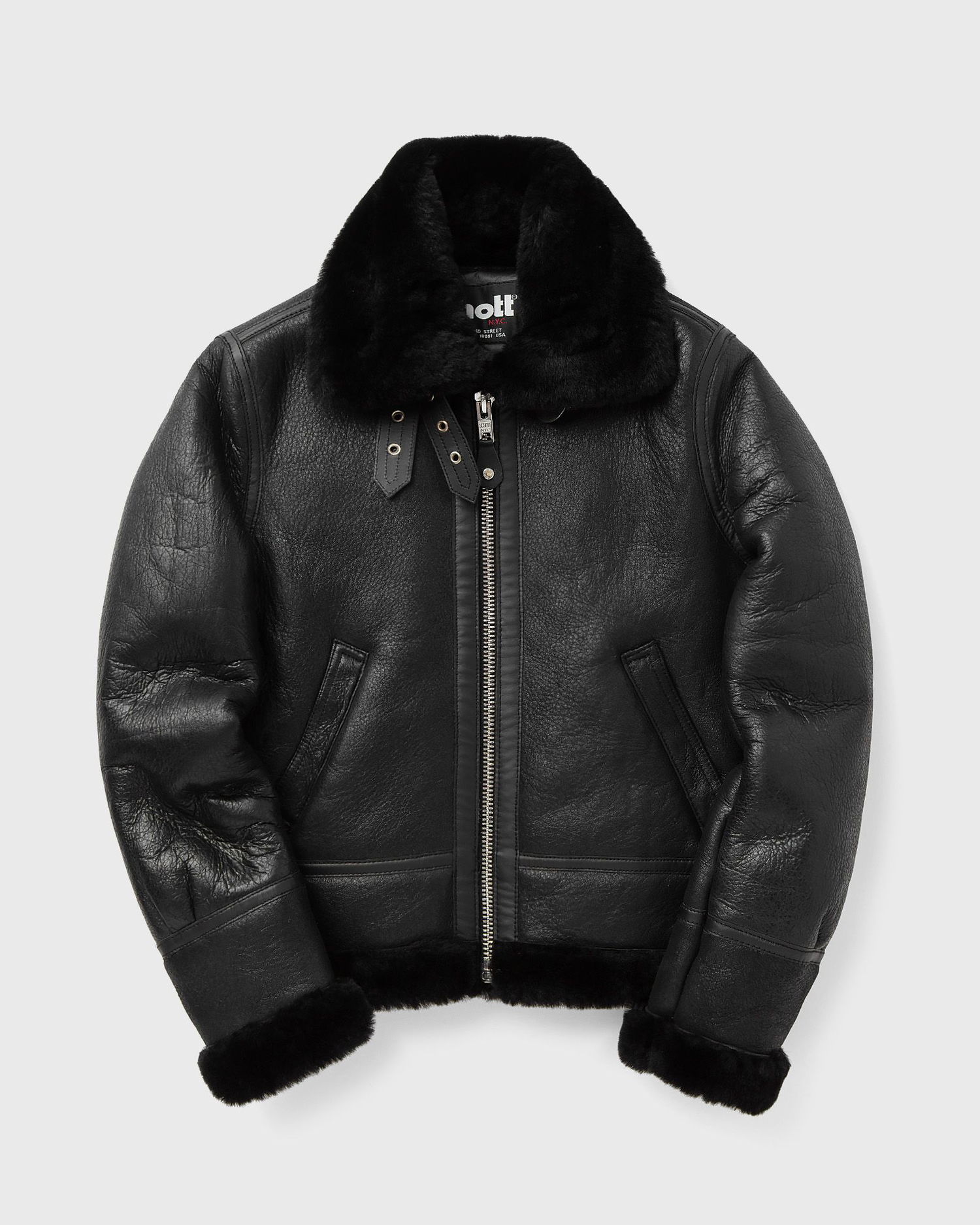 Jakke Schott NYC Shearling Jacket Sort | LCW1257-BLACK, 0