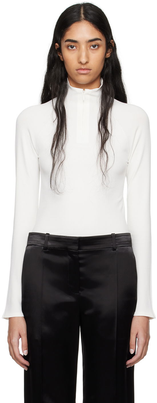 Krop The Row Long Sleeve Fitted Turtleneck Top Hvid | 8137-Y674