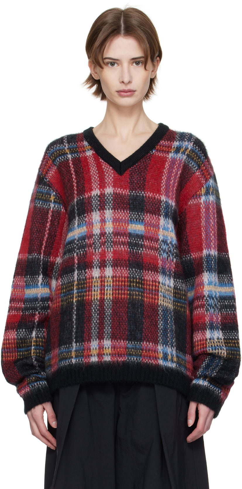 Sweater YMC YMC Vertigo Tartan V-Neck Sweater Flerfarvet | P8XMF