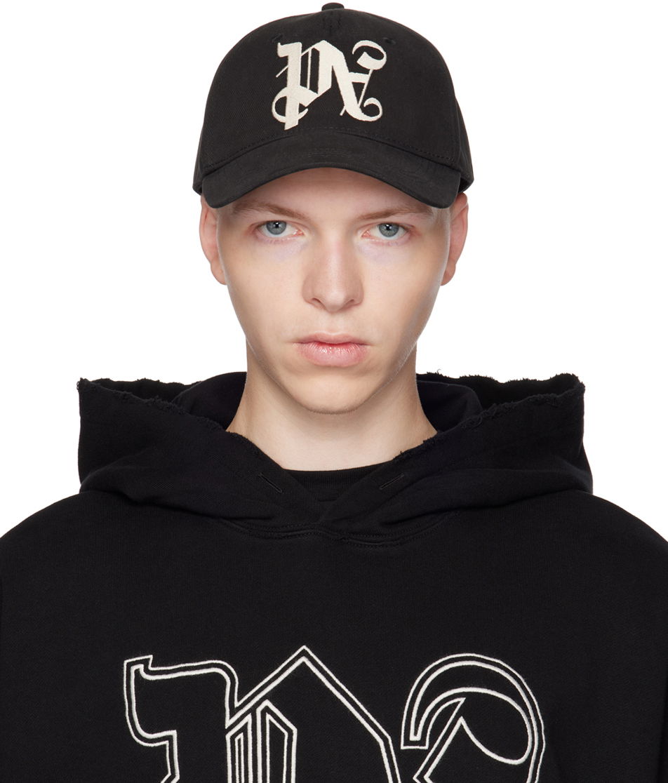 Kasket Palm Angels Monogram Cap Sort | PMLB094E23FAB0101003, 0