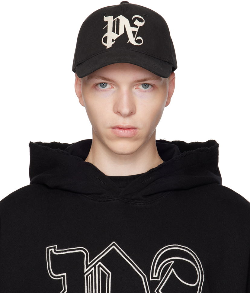 Kasket Palm Angels Monogram Cap Sort | PMLB094E23FAB0101003