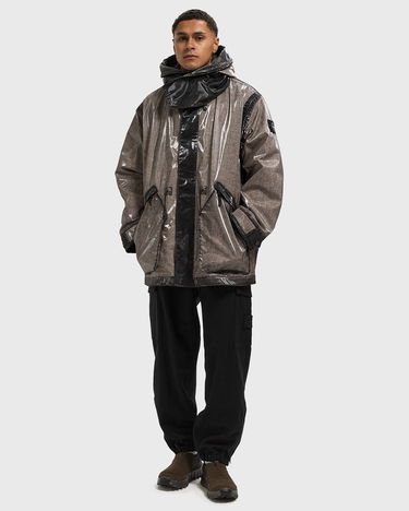 Parka Stone Island Short Hooded Parka with Grid Pattern and Contrast Panels Flerfarvet | K2S154100079S0237.V0061, 1