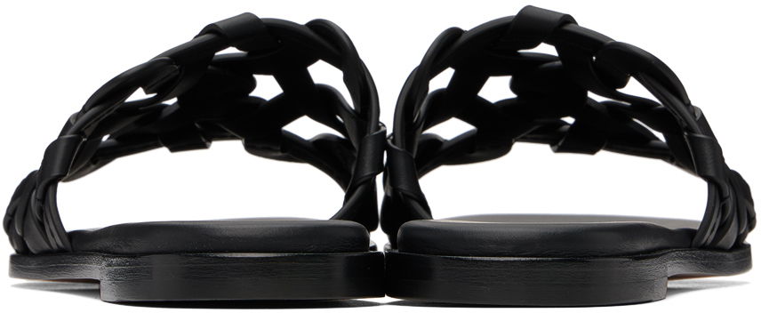 Sneakers og sko Gianvito Rossi Amalfi Woven Leather Sandals Sort | G15970-05CUO-CLN, 1