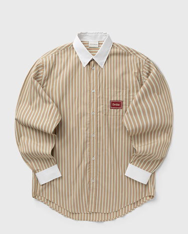 Skjorte Drôle de Monsieur Pinstripe Shirt with Contrast Collar and Cuffs Beige | I-SH240-CO232-BG, 1