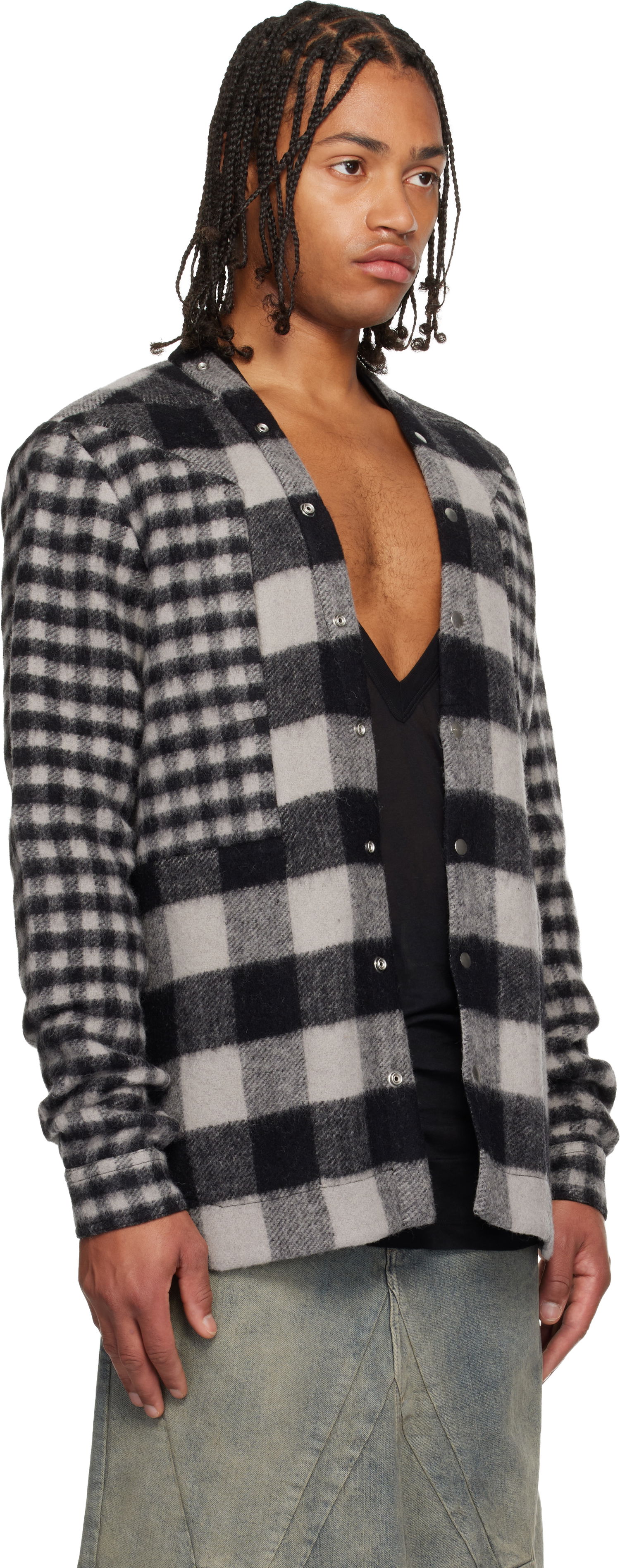 Skjorte Rick Owens Concordians Larry Fogpocket Plaid Flannel Overshirt with Snap Buttons Flerfarvet | RU02E1757 WJPWMP, 1