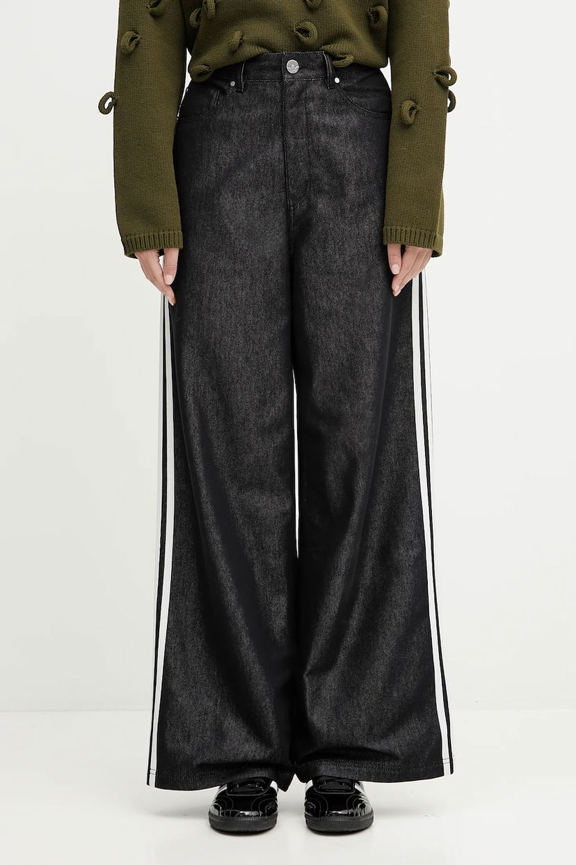 Jeans adidas Originals adidas Originals Baggy Shine High-Waist Wide-Leg Jeans Sort | KE9799