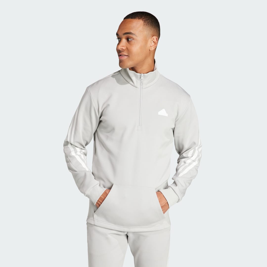 Sweater adidas Performance Sportswear Future Icons 3-Stripes Half-Zip Crewneck Hvid | IR9182, 0