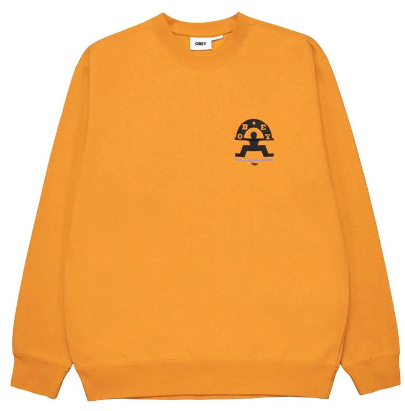 Sweater OBEY Obey Haus Musik Crew Sweatshirt Orange | 112480135-sdl, 0