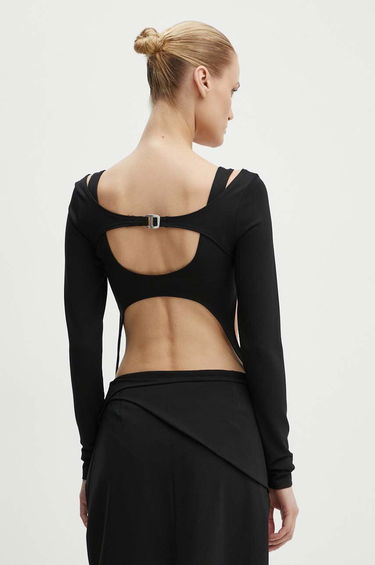 Crop top HELIOT EMIL Long Sleeve Cut-Out Top Sort | HE.W.13.051.BLK01, 2