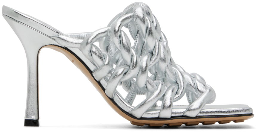 Sneakers og sko Bottega Veneta Stretch Mule Heeled Sandals "Silver" Grå | 716242 V29N0, 0
