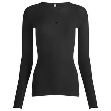 T-shirt Baserange Heart Cutout Ribbed Long Sleeve T-Shirt Sort | TOHLS-RB-000-Black, 0